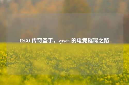 CSGO 传奇圣手，syrson 的电竞璀璨之路