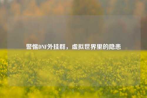 警惕DNF外挂群，虚拟世界里的隐患