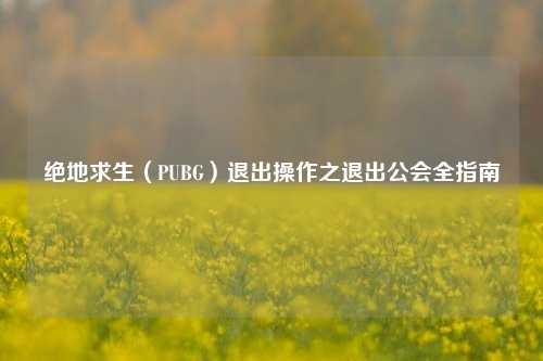 绝地求生（PUBG）退出操作之退出公会全指南