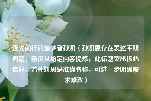 逐光前行的追梦者孙妍（孙妍恩存在表述不明问题，若仅从给定内容提炼，此标题突出核心信息；若孙妍恩是准确名称，可进一步明确需求修改）