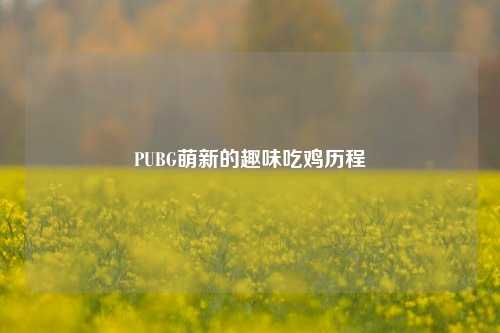 PUBG萌新的趣味吃鸡历程