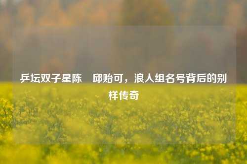 乒坛双子星陈玘邱贻可，浪人组名号背后的别样传奇