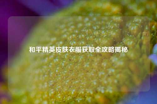 和平精英皮肤衣服获取全攻略揭秘