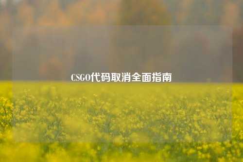 CSGO代码取消全面指南