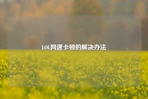 LOL网速卡顿的解决办法