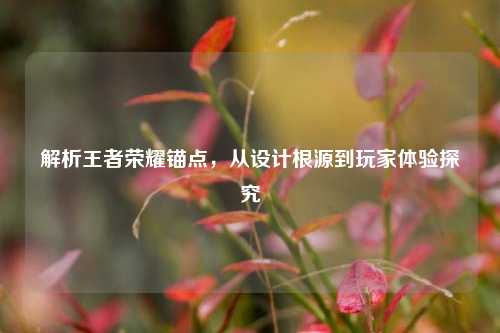 解析王者荣耀锚点,从设计根源到玩家体验探究
