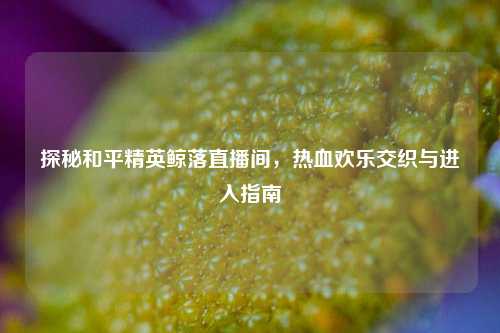 探秘和平精英鲸落直播间,热血欢乐交织与进入指南