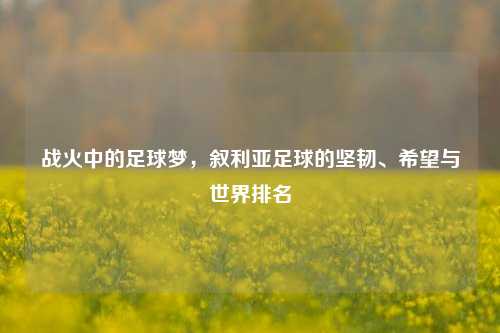 战火中的足球梦，叙利亚足球的坚韧、希望与世界排名