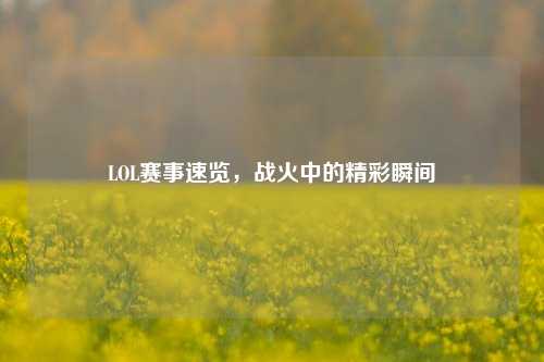 LOL赛事速览，战火中的精彩瞬间