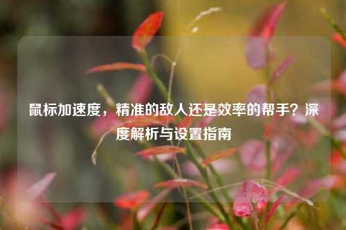 鼠标加速度,精准的敌人还是效率的帮手?深度解析与设置指南
