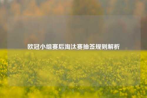 欧冠小组赛后淘汰赛抽签规则解析