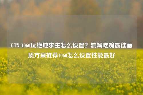GTX 1060玩绝地求生怎么设置?流畅吃鸡最佳画质方案推荐1060怎么设置性能最好