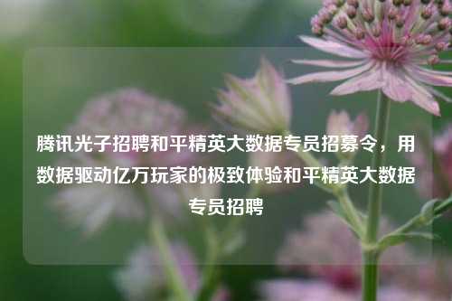 腾讯光子招聘和平精英大数据专员招募令，用数据驱动亿万玩家的极致体验和平精英大数据专员招聘