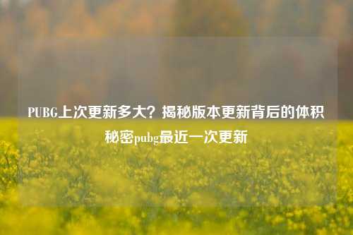 PUBG上次更新多大?揭秘版本更新背后的体积秘密pubg最近一次更新