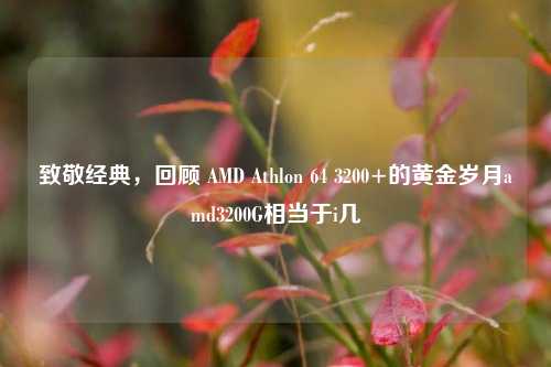 致敬经典,回顾 AMD Athlon 64 3200+的黄金岁月amd3200G相当于i几