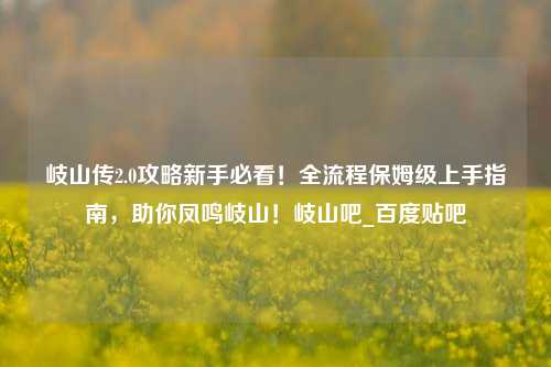 岐山传2.0攻略新手必看!全流程保姆级上手指南,助你凤鸣岐山!岐山吧_百度贴吧