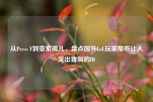 从Press F到亚索孤儿,盘点国外LoL玩家那些让人笑出猪叫的ID