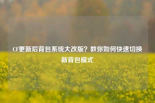 CF更新后背包系统大改版？教你如何快速切换新背包模式