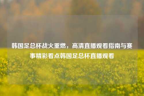 韩国足总杯战火重燃，高清直播观看指南与赛事精彩看点韩国足总杯直播观看