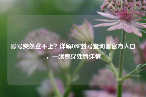 账号突然登不上?详解DNF封号查询器官方入口,一眼看穿处罚详情