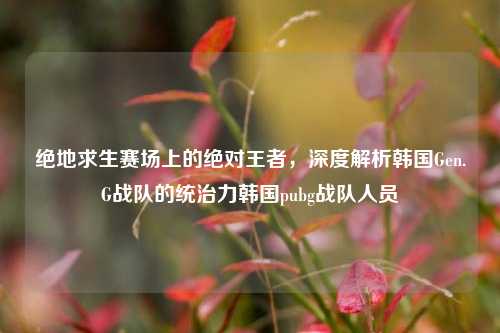 绝地求生赛场上的绝对王者，深度解析韩国Gen.G战队的统治力韩国pubg战队人员
