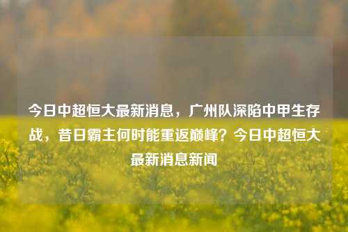 今日中超恒大最新消息,广州队深陷中甲生存战,昔日霸主何时能重返巅峰?今日中超恒大最新消息新闻