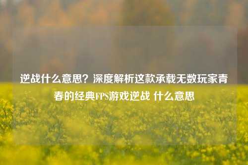 逆战什么意思?深度解析这款承载无数玩家青春的经典FPS游戏逆战 什么意思