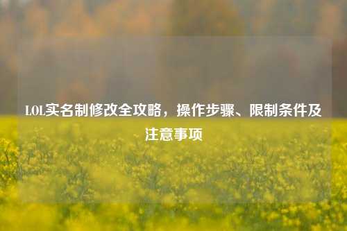 LOL实名制修改全攻略，操作步骤、限制条件及注意事项