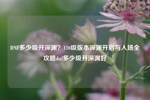 DNF多少级开深渊？110级版本深渊开启与入场全攻略dnf多少级开深渊好