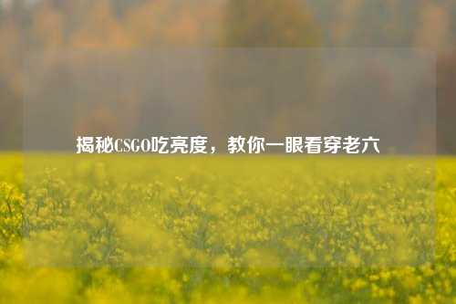 揭秘CSGO吃亮度，教你一眼看穿老六