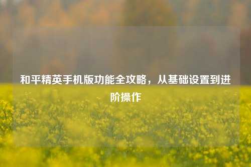 和平精英手机版功能全攻略，从基础设置到进阶操作