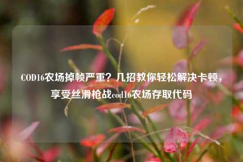 COD16农场掉帧严重?几招教你轻松解决卡顿,享受丝滑枪战cod16农场存取代码