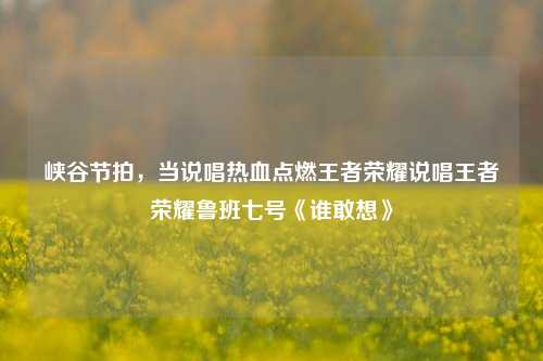 峡谷节拍，当说唱热血点燃王者荣耀说唱王者荣耀鲁班七号《谁敢想》