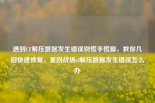 遇到CF解压数据发生错误别慌手慌脚,教你几招快速修复,重回战场cf解压数据发生错误怎么办