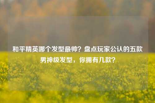 和平精英哪个发型最帅?盘点玩家公认的五款男神级发型,你拥有几款?