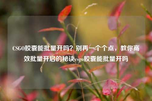 CSGO胶囊能批量开吗?别再一个个点,教你高效批量开启的秘诀csgo胶囊能批量开吗