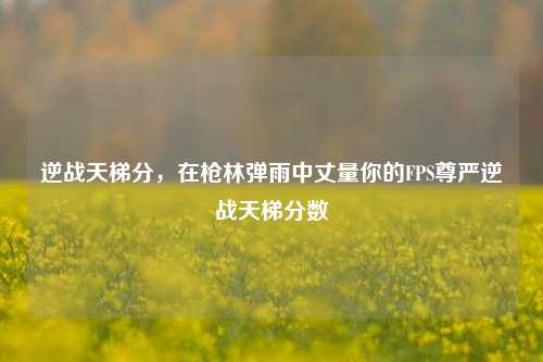 逆战天梯分，在枪林弹雨中丈量你的FPS尊严逆战天梯分数