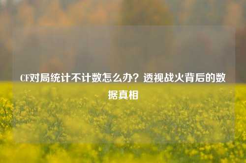CF对局统计不计数怎么办?透视战火背后的数据真相