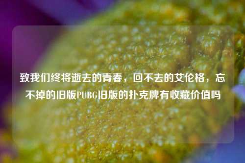 致我们终将逝去的青春，回不去的艾伦格，忘不掉的旧版PUBG旧版的扑克牌有收藏价值吗