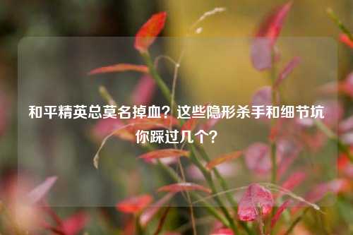 和平精英总莫名掉血?这些隐形杀手和细节坑你踩过几个?