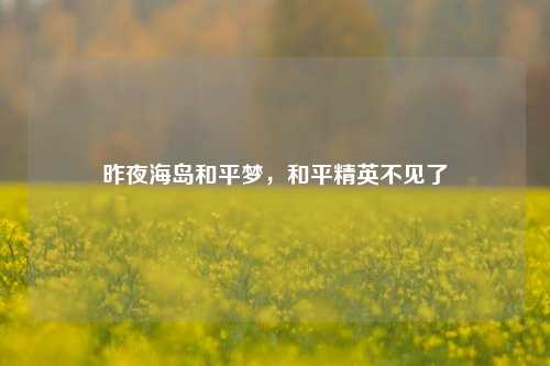 昨夜海岛和平梦，和平精英不见了
