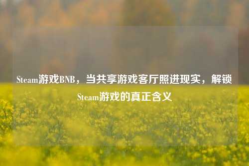 Steam游戏BNB,当共享游戏客厅照进现实,解锁Steam游戏的真正含义