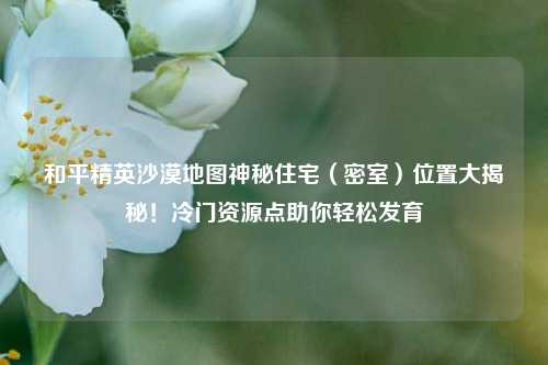 和平精英沙漠地图神秘住宅(密室)位置大揭秘!冷门资源点助你轻松发育