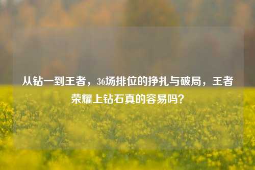 从钻一到王者,36场排位的挣扎与破局,王者荣耀上钻石真的容易吗?