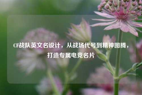 CF战队英文名设计,从战场代号到精神图腾,打造专属电竞名片