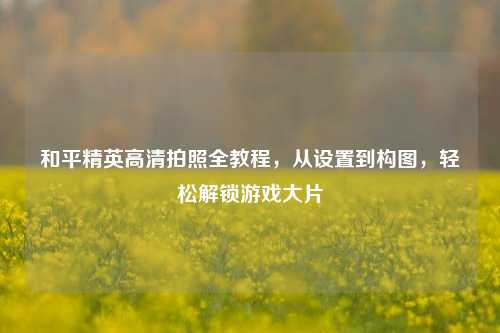 和平精英高清拍照全教程,从设置到构图,轻松解锁游戏大片