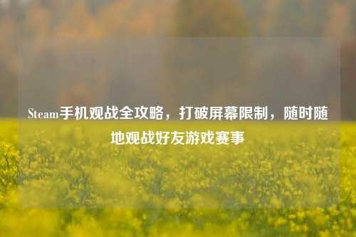 Steam手机观战全攻略,打破屏幕限制,随时随地观战好友游戏赛事