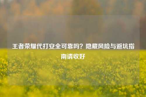 王者荣耀代打安全可靠吗？隐藏风险与避坑指南请收好