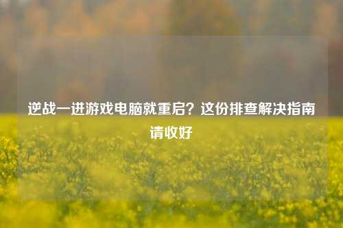 逆战一进游戏电脑就重启?这份排查解决指南请收好