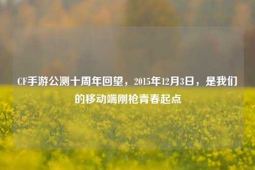 CF手游公测十周年回望,2015年12月3日,是我们的移动端刚枪青春起点